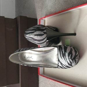 Black and silver heels